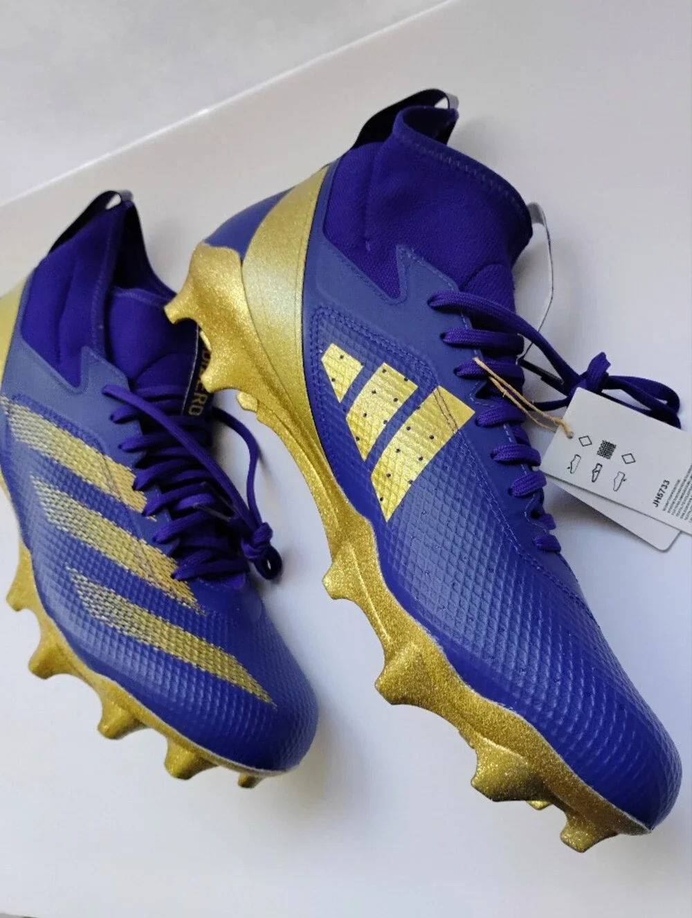 Brand New Adidas Blue and Gold Adizero Soccer Cleats Size 14